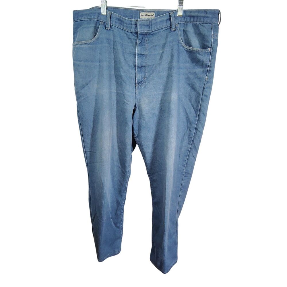 David Taylor Mens Size 40x29? Blue Solid Soft Denim Straight Leg Jeans